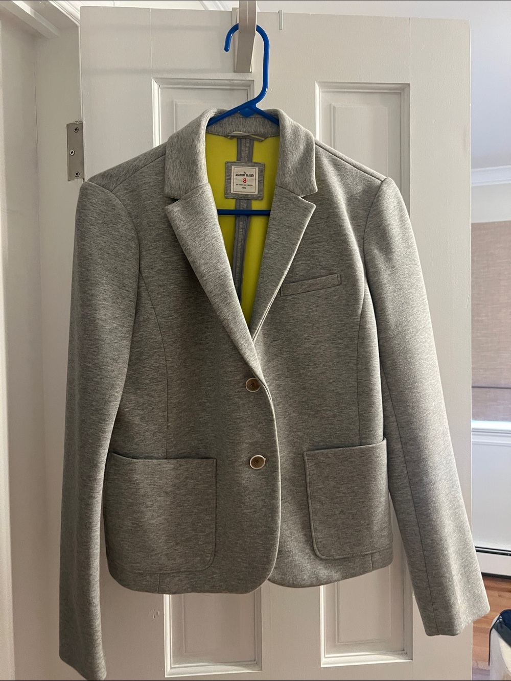 J. Crew Gray Women's Blazer with Neon Yellow Lining